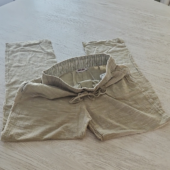fabindia Other - Fabindia Beige Linen Pants Size 34 Drawstring Like New Condition